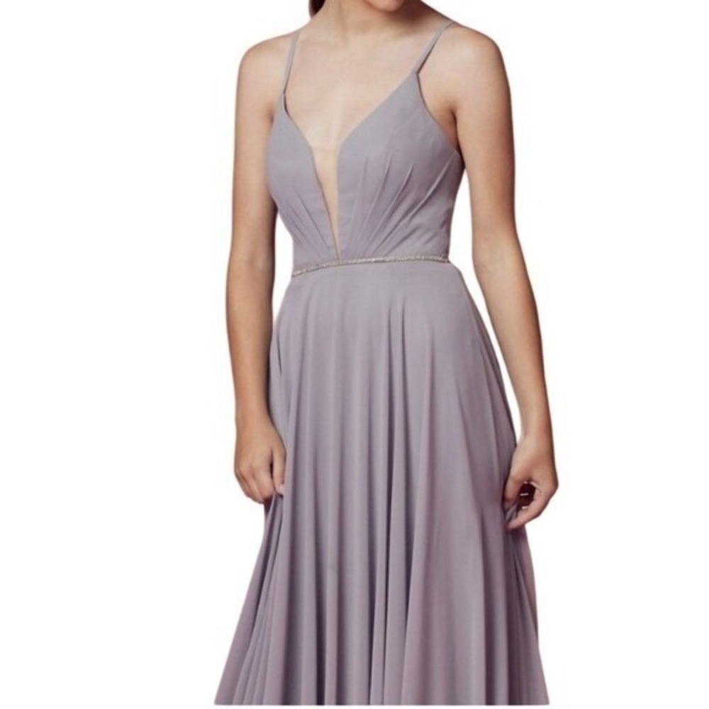 Nox Anabel Silver Gray Sleeveless Rhinestone Formal Gown Sz‎ 18 Bridesmaid Prom